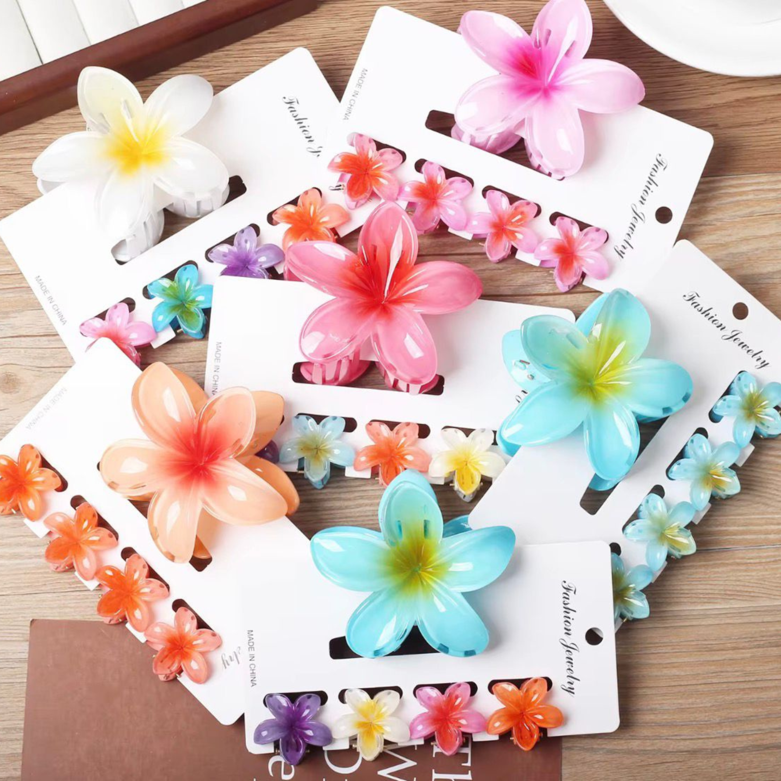 Tropical Floral Hair Clip Set – Large & Mini Flower Hair Accessories