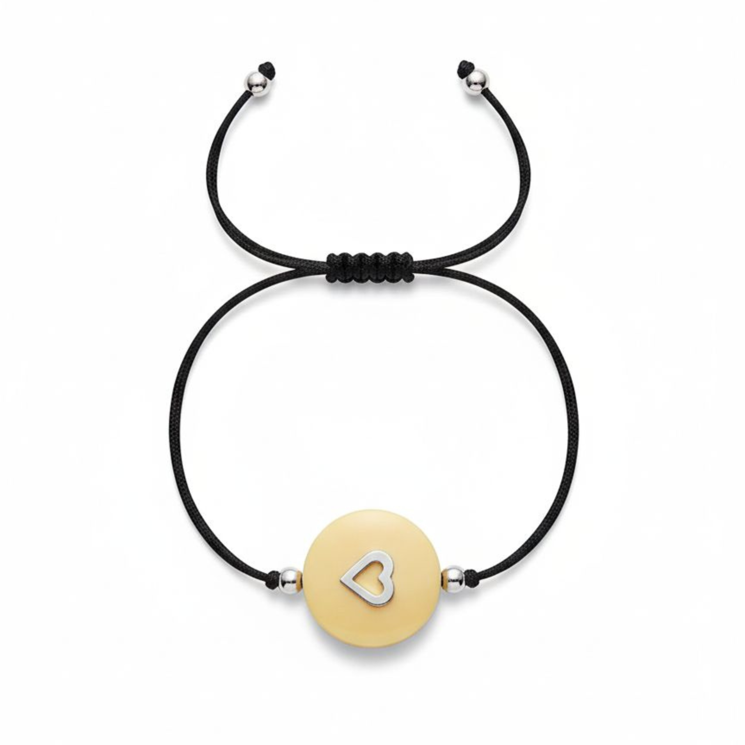 Minimal Heart Charm Bracelet – Adjustable Black Cord Bracelet