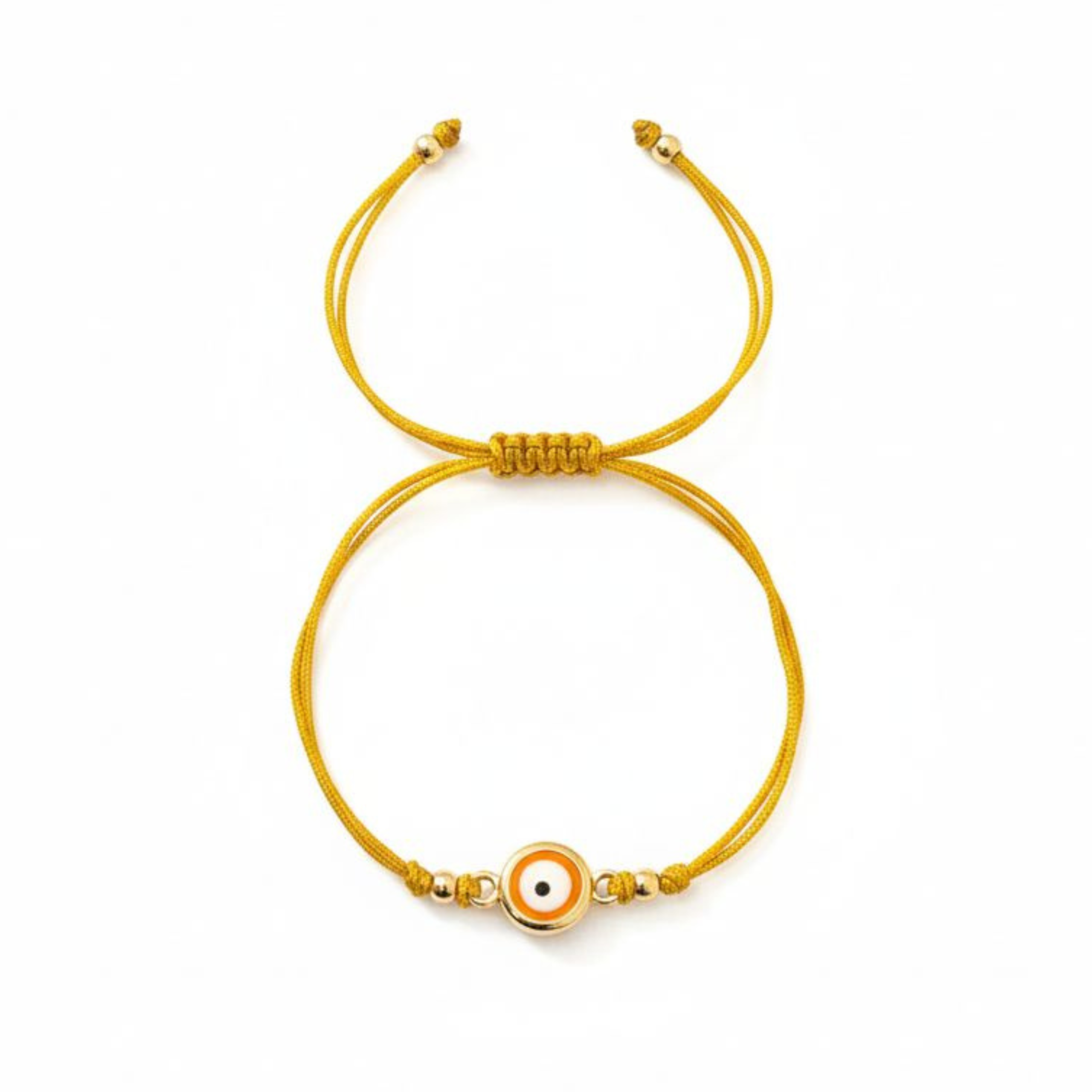 Minimal Evil Eye Bracelet – Adjustable Mustard Yellow Cord Bracelet