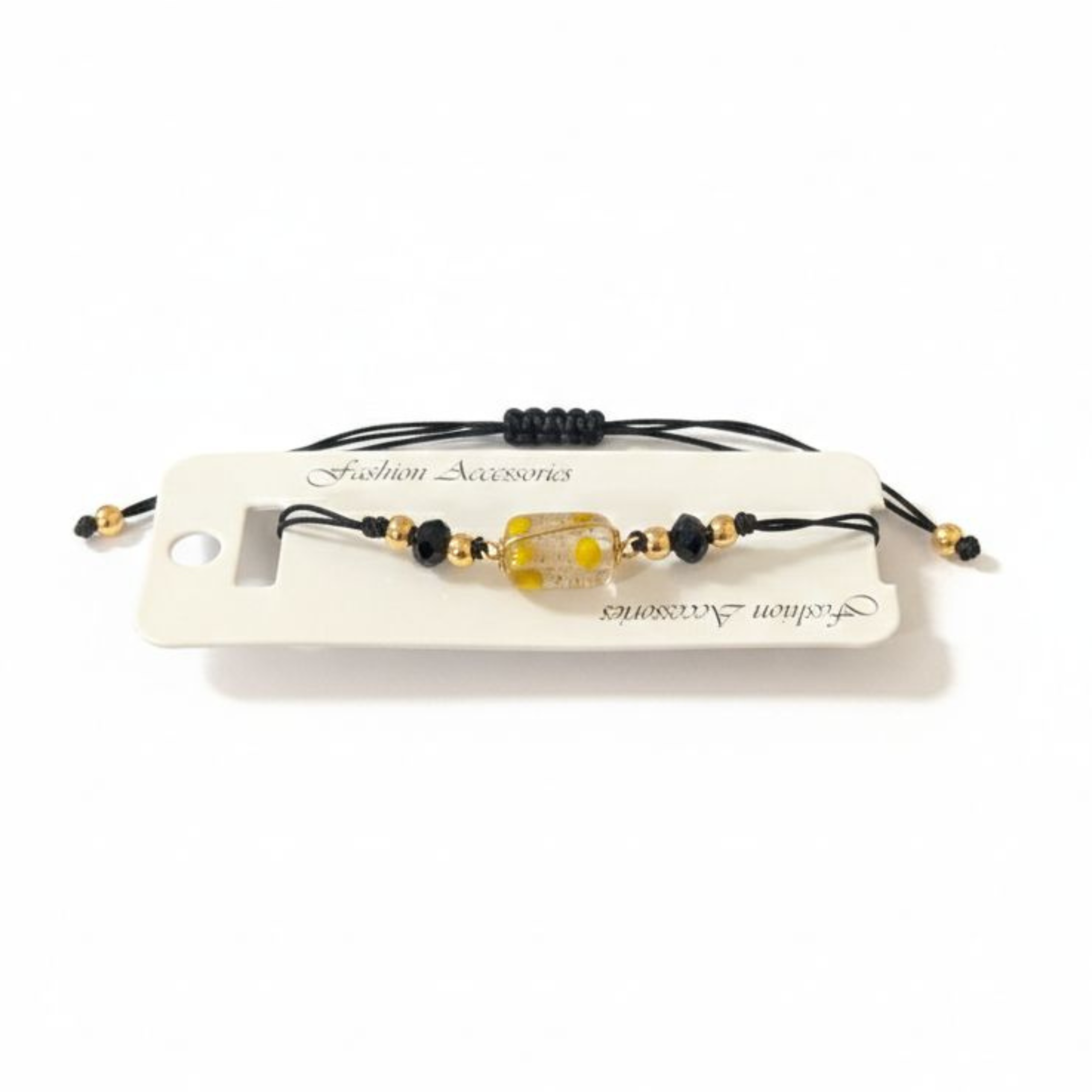 Black & Gold Crystal Bracelet – Handmade Adjustable Beaded Bracelet